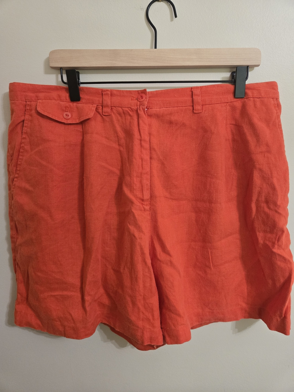 Lauren Ralph Lauren High Waist Orange Linen Blend Shorts